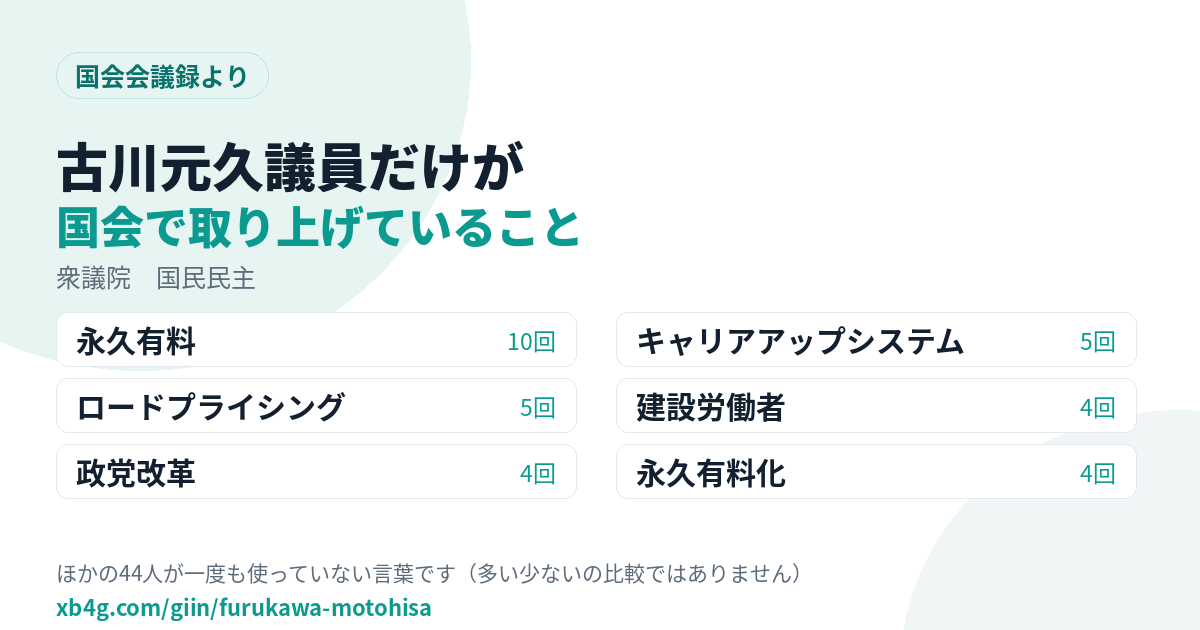 古川元久議員だけが国会で取り上げていること