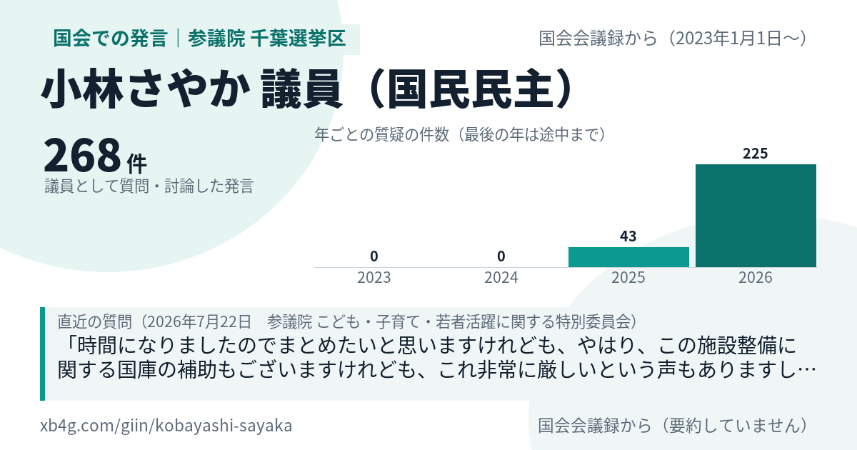 小林さやか議員の国会での発言のカード
