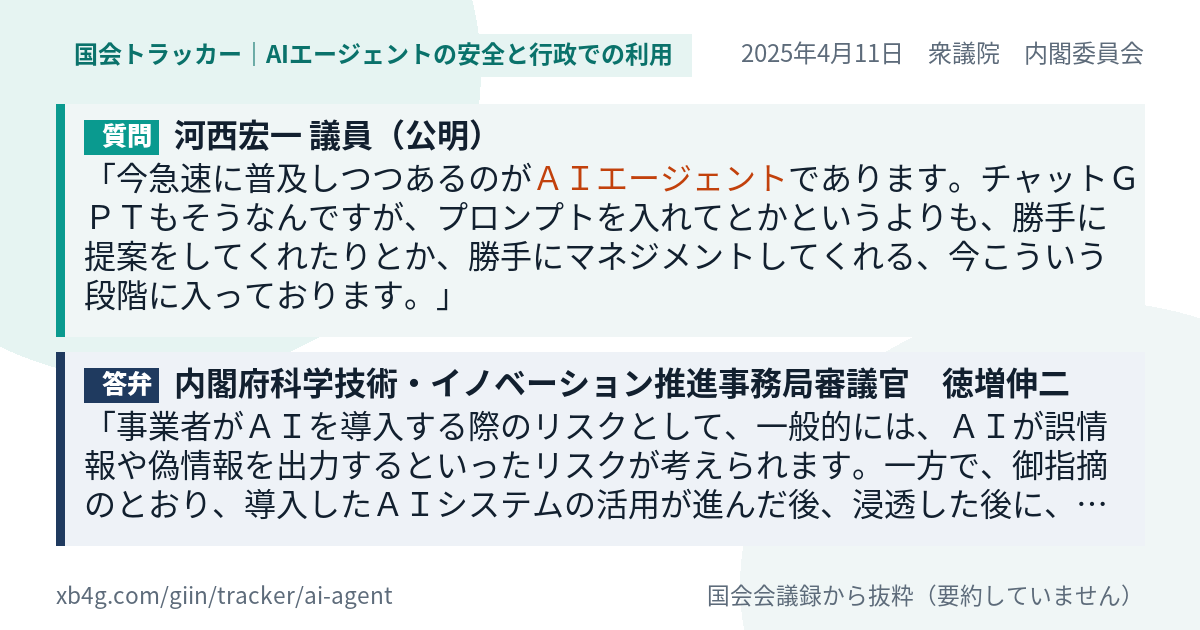 質問と答弁のカード