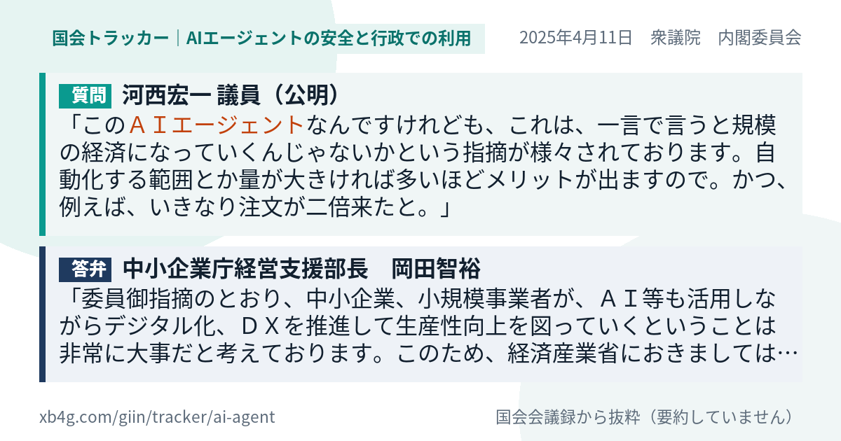 質問と答弁のカード