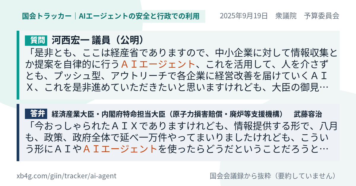 質問と答弁のカード