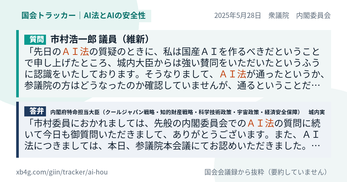 質問と答弁のカード