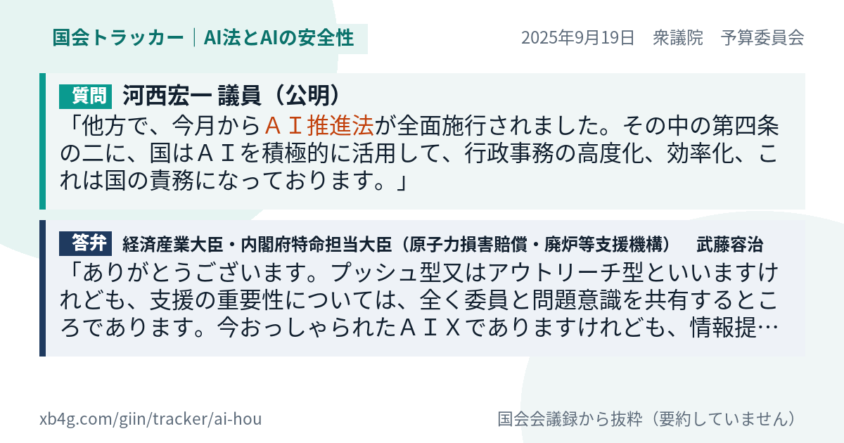 質問と答弁のカード