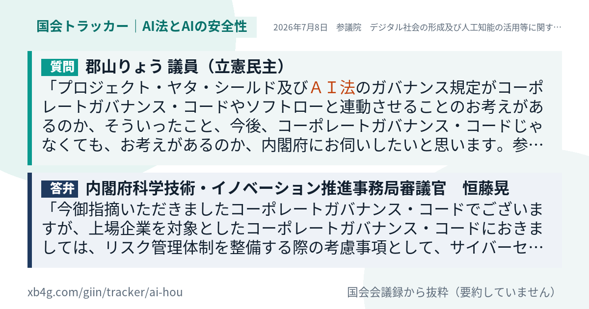 質問と答弁のカード