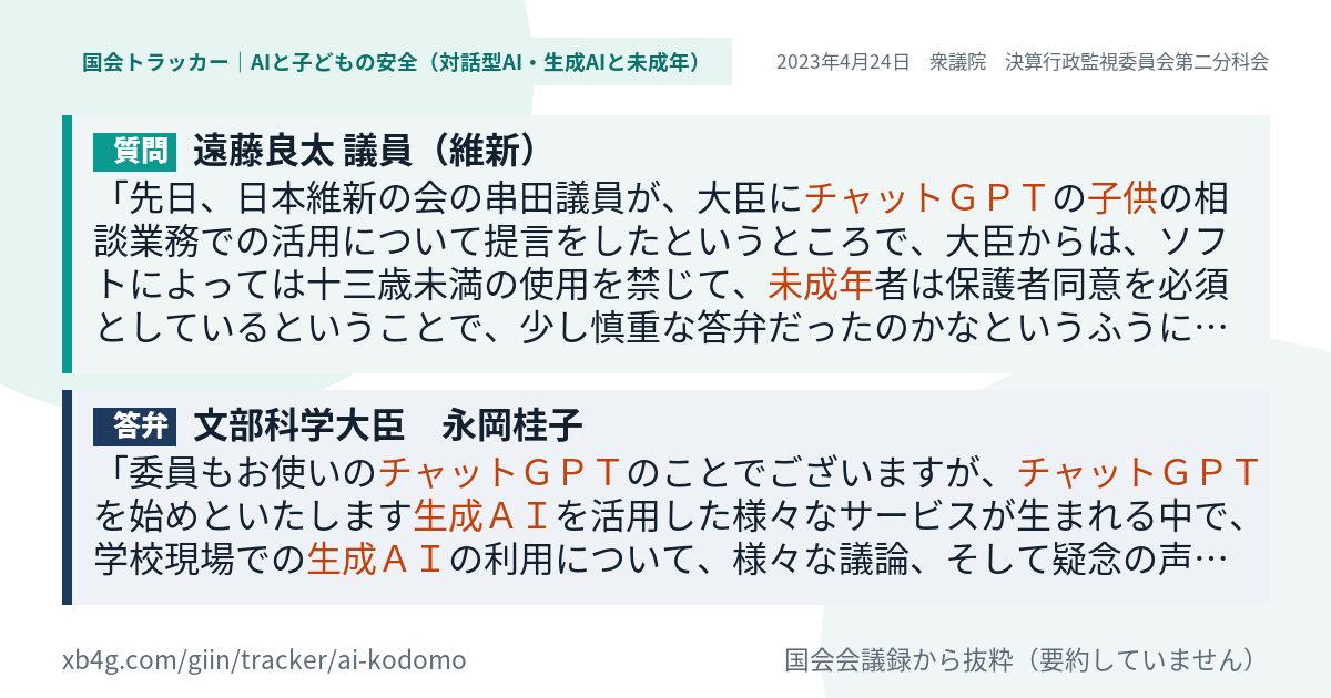 質問と答弁のカード