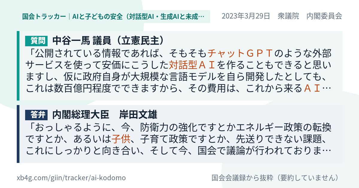 質問と答弁のカード