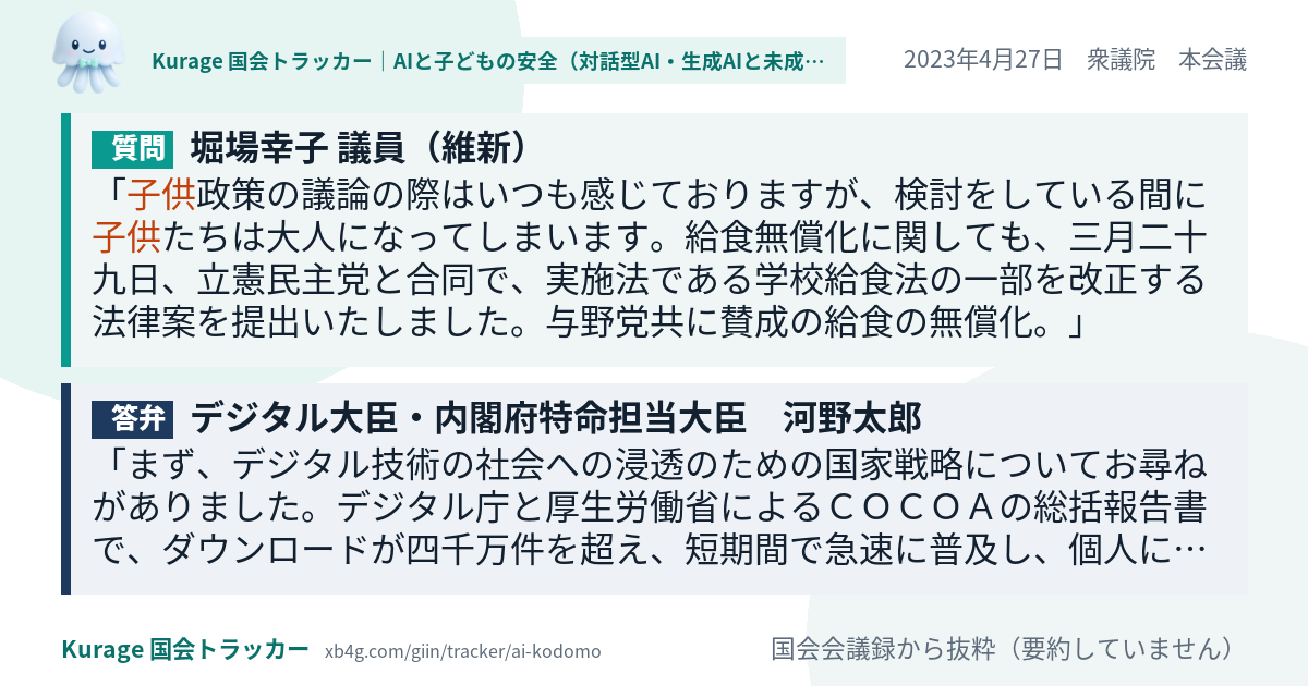 質問と答弁のカード
