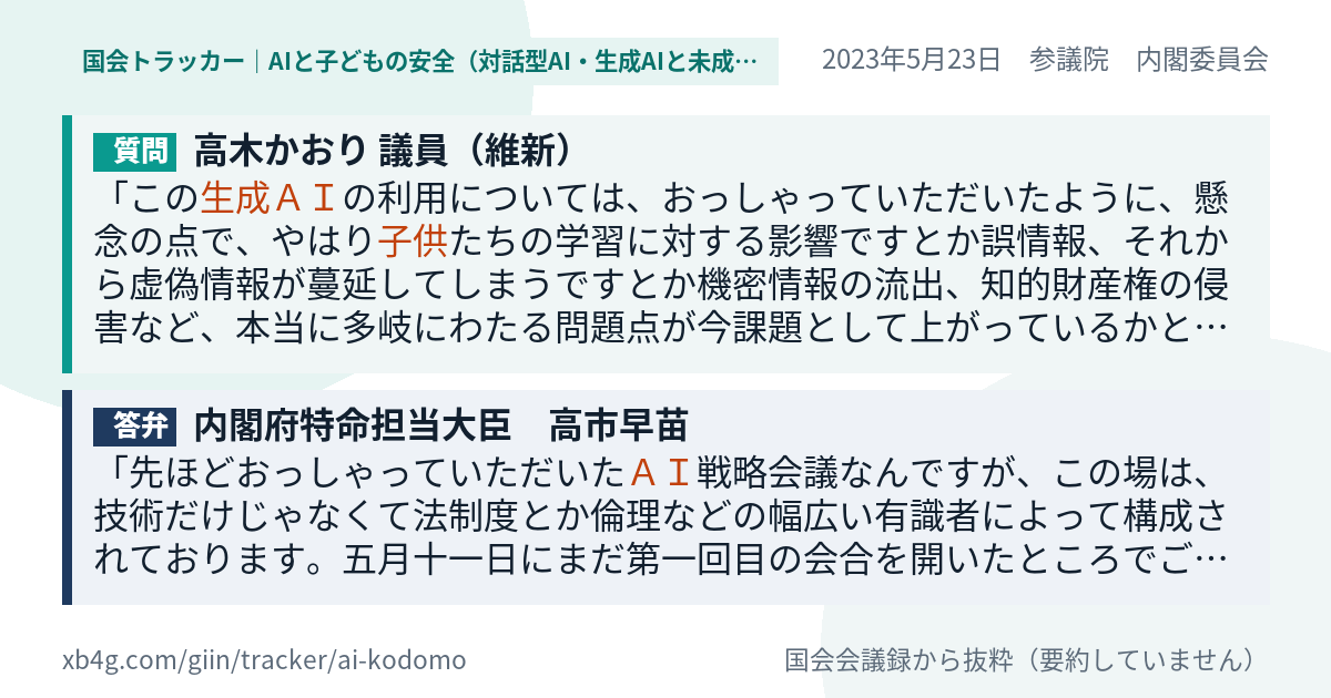 質問と答弁のカード