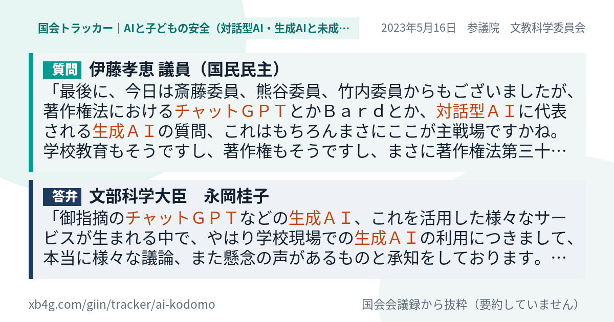 質問と答弁のカード