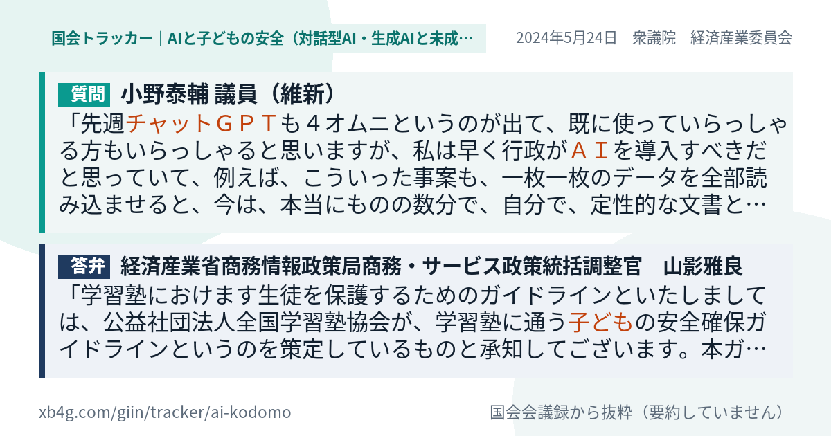 質問と答弁のカード