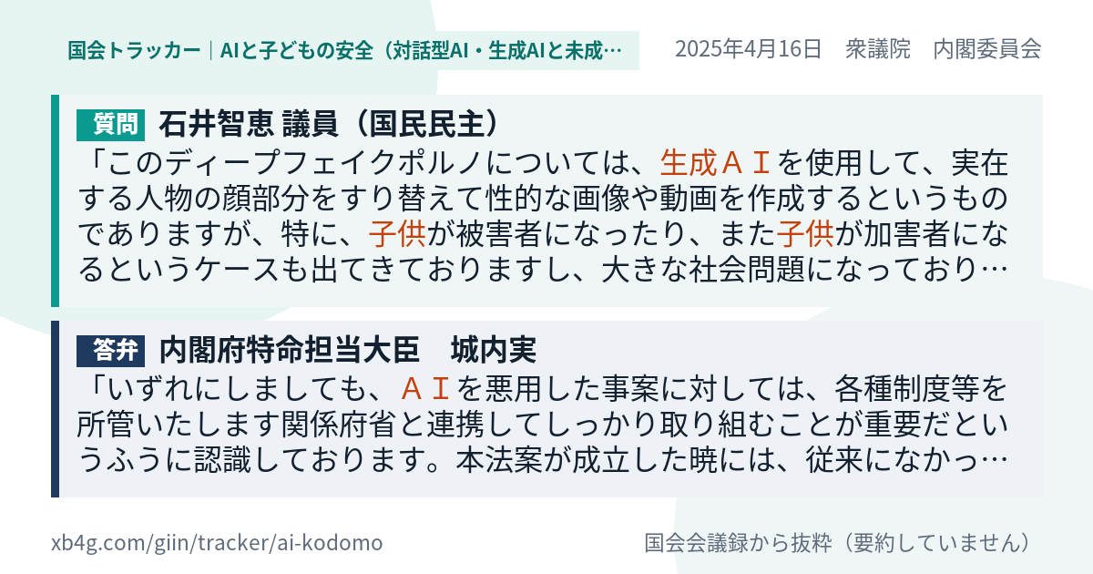 質問と答弁のカード