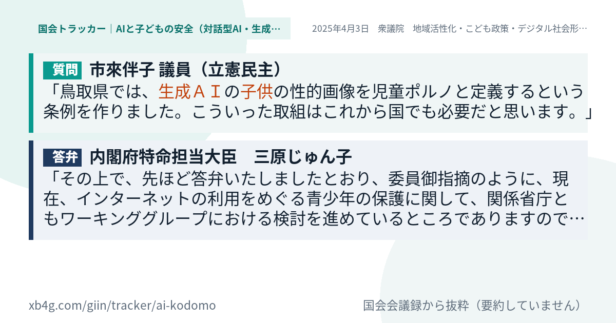 質問と答弁のカード