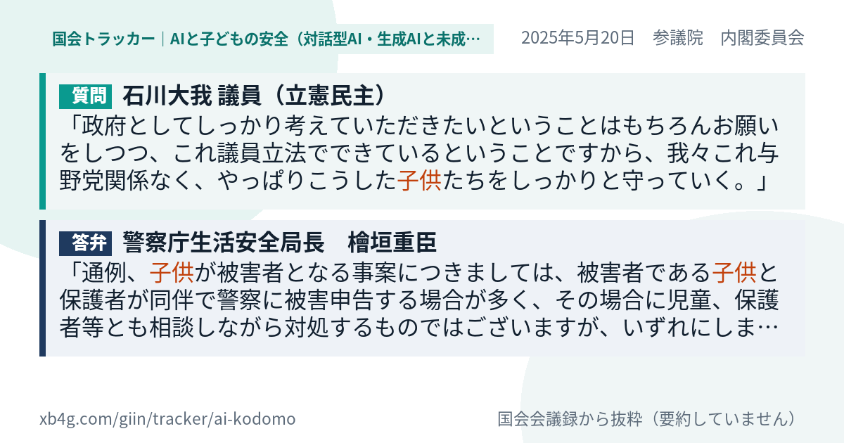 質問と答弁のカード