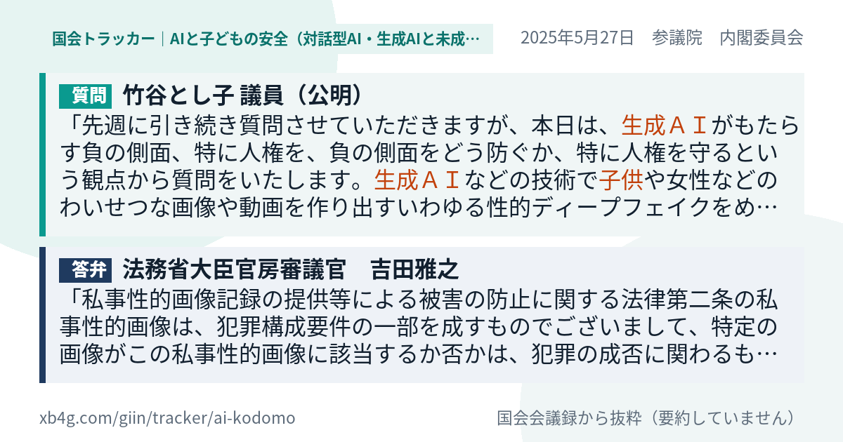 質問と答弁のカード
