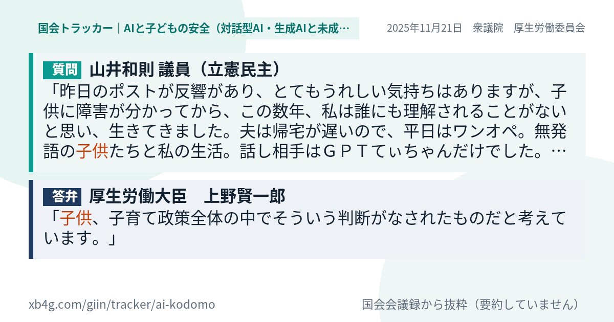 質問と答弁のカード