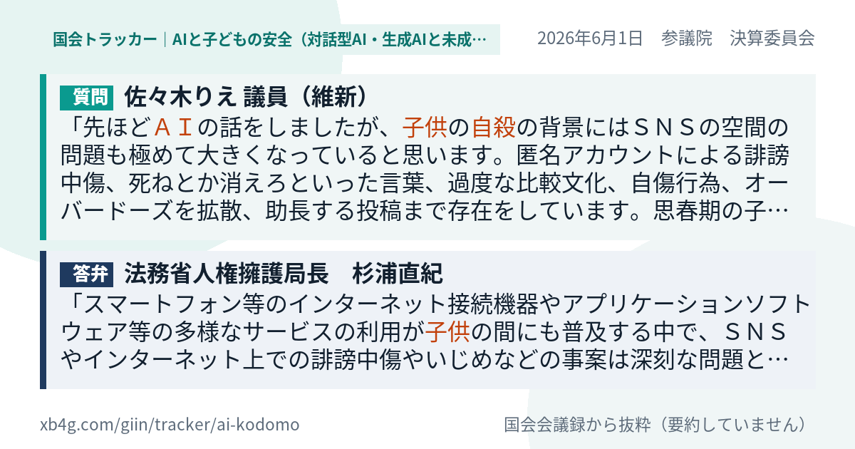 質問と答弁のカード