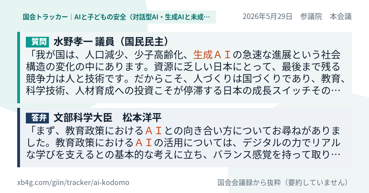 質問と答弁のカード