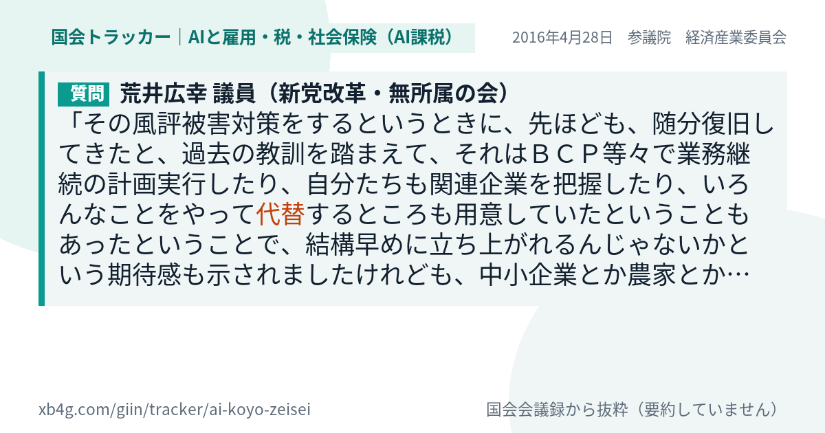 質問と答弁のカード