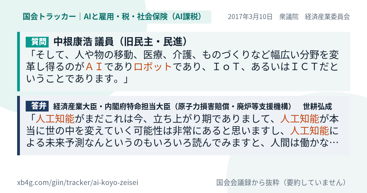 質問と答弁のカード