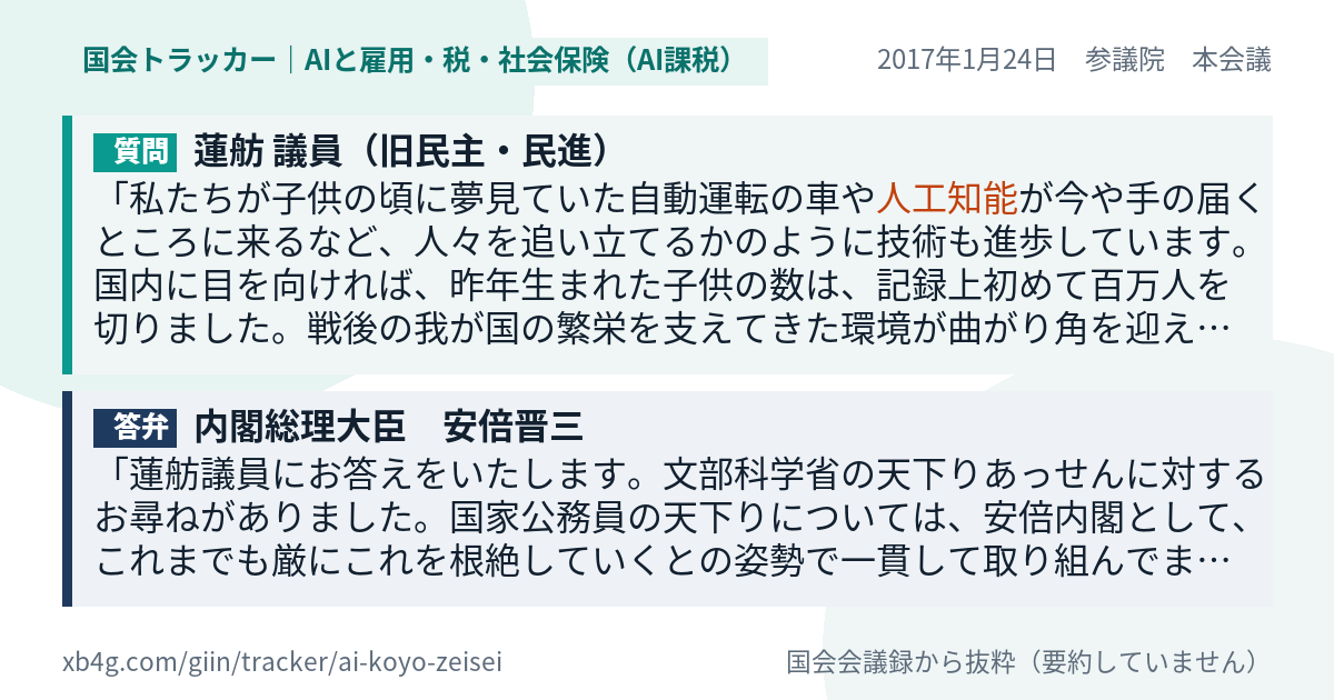 質問と答弁のカード