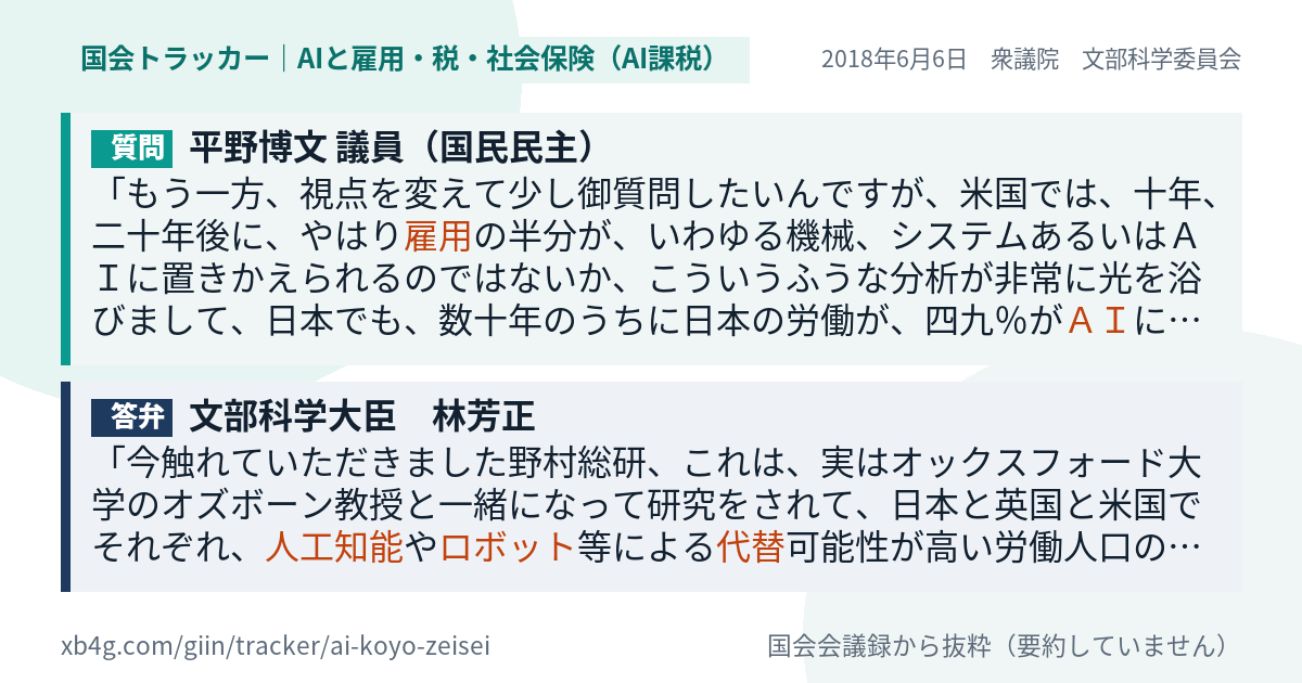 質問と答弁のカード
