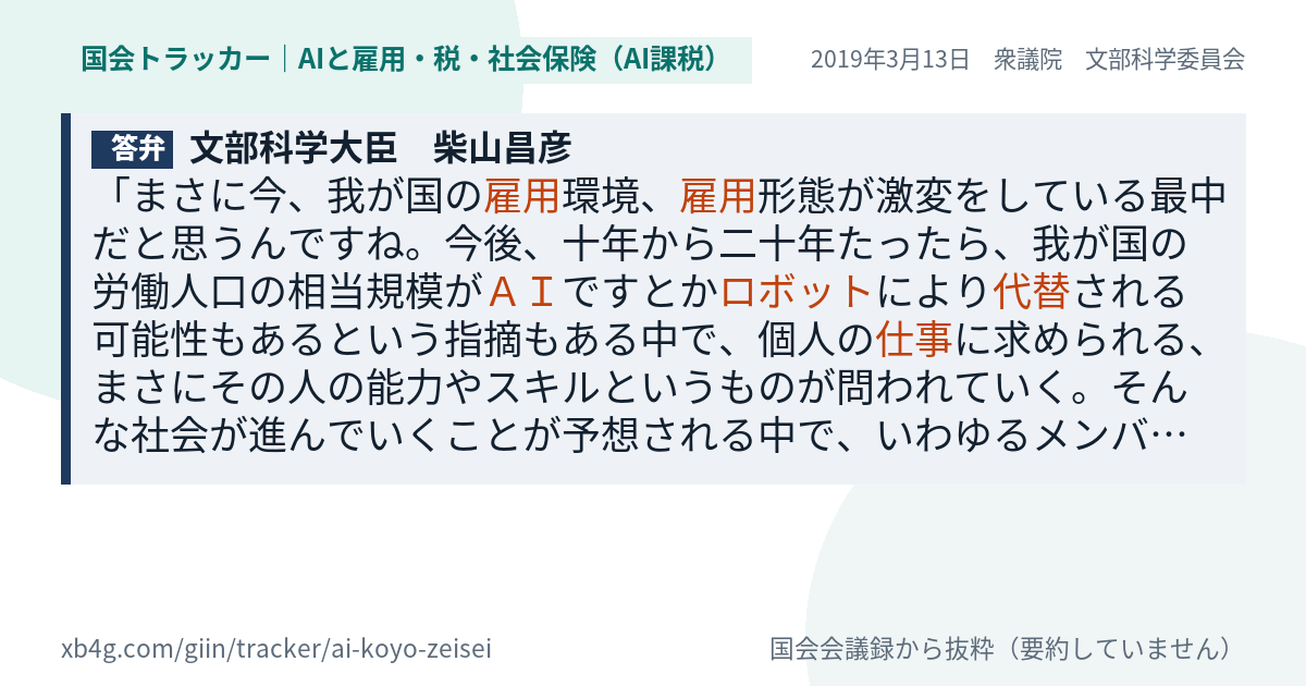 質問と答弁のカード