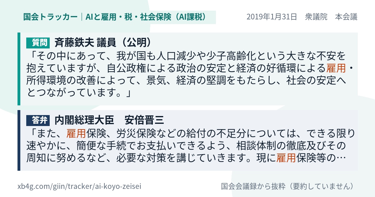 質問と答弁のカード