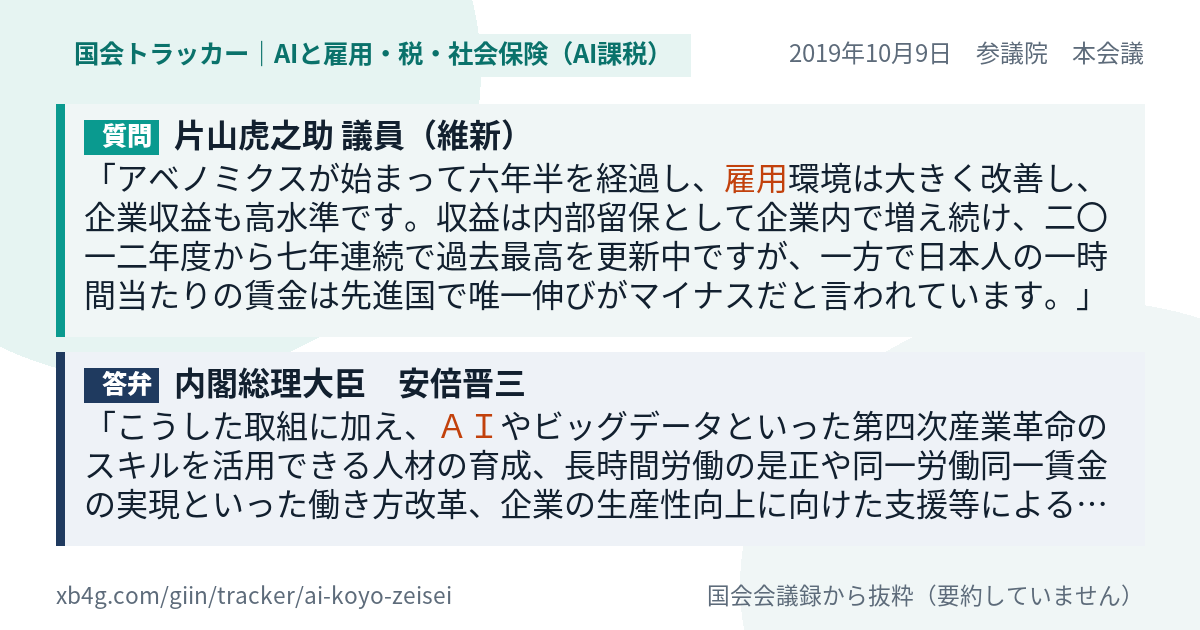 質問と答弁のカード