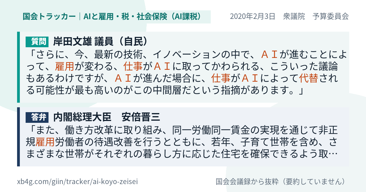 質問と答弁のカード