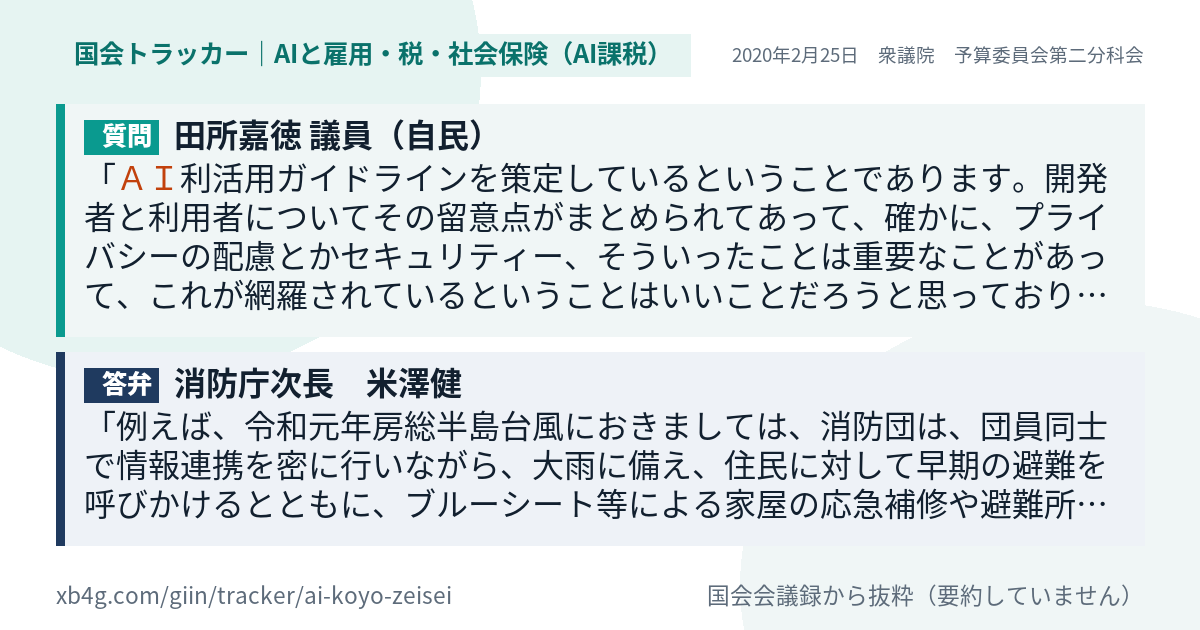 質問と答弁のカード
