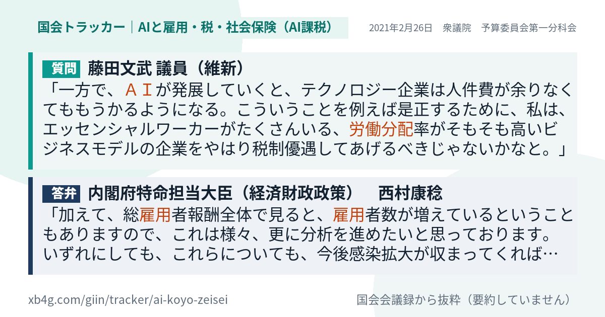質問と答弁のカード