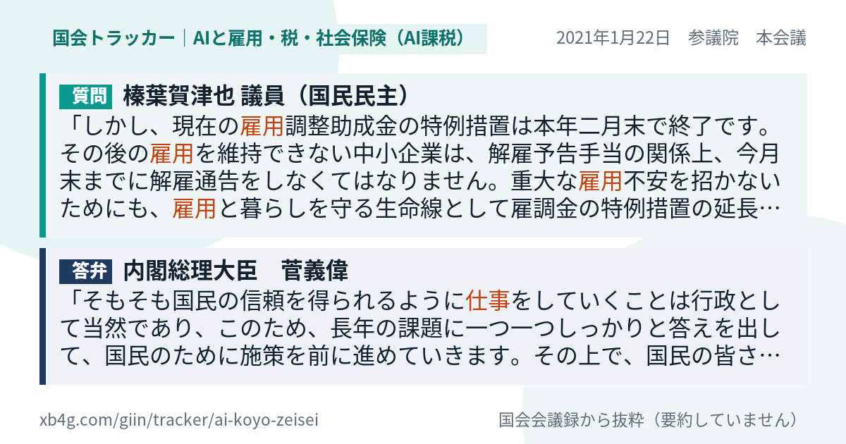 質問と答弁のカード