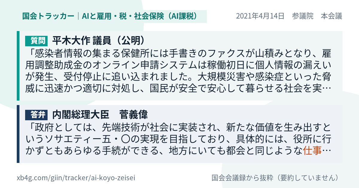 質問と答弁のカード