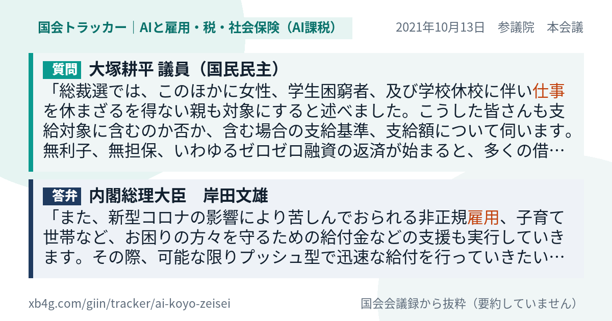 質問と答弁のカード