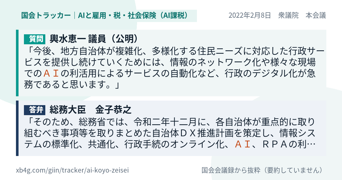 質問と答弁のカード