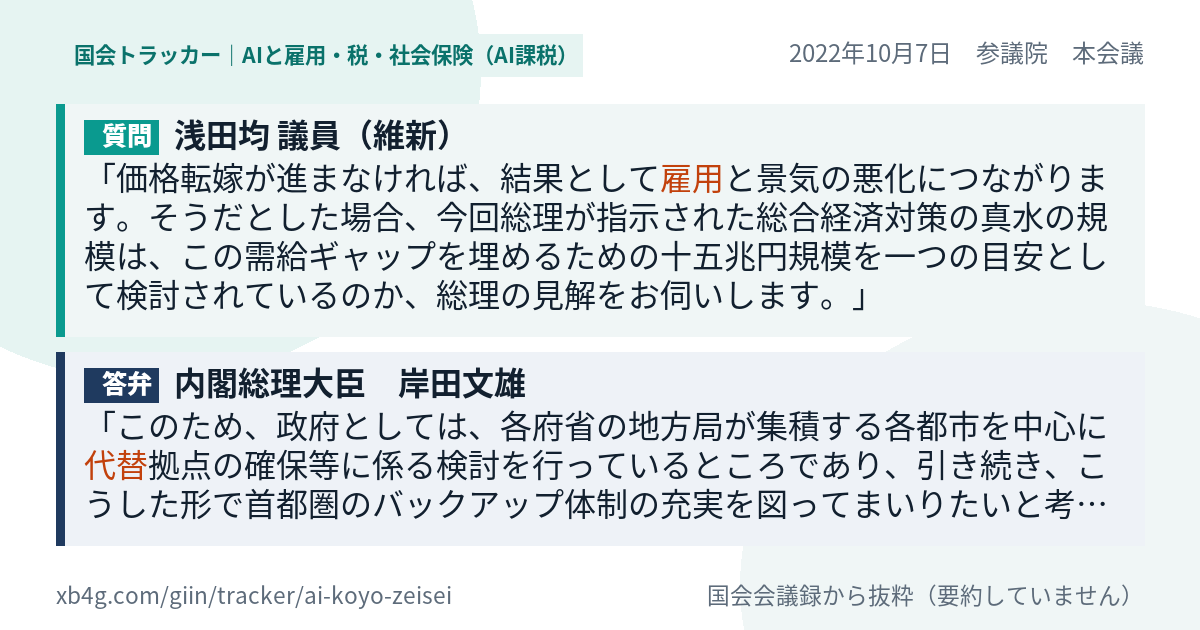 質問と答弁のカード