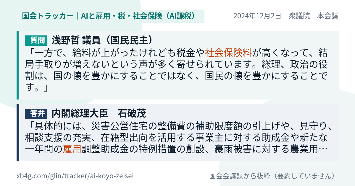 質問と答弁のカード