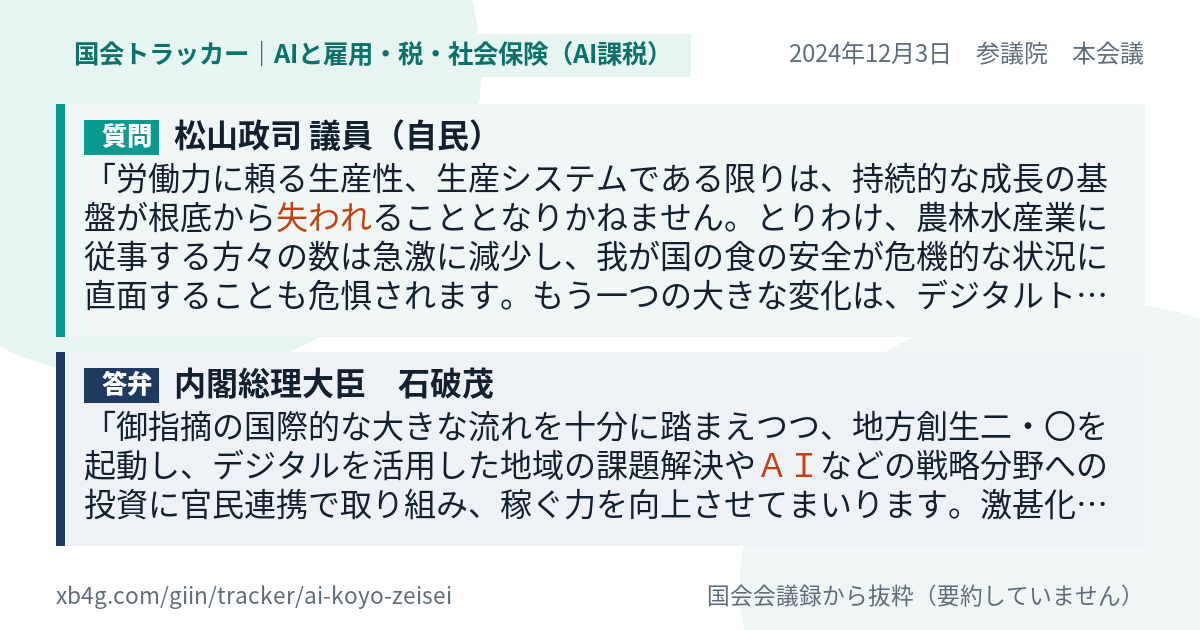 質問と答弁のカード