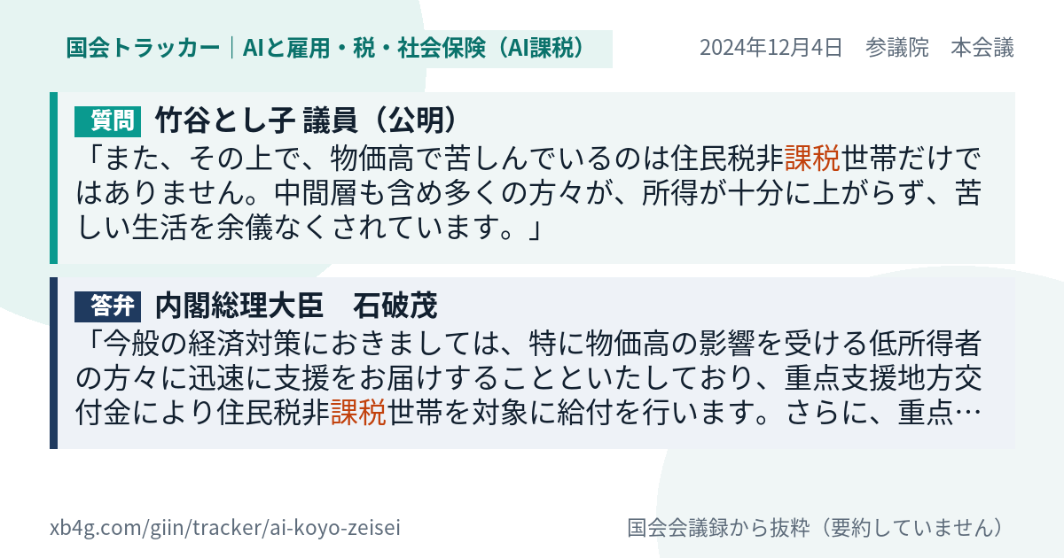 質問と答弁のカード