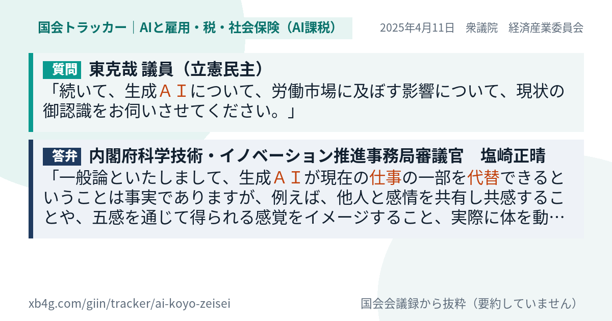 質問と答弁のカード