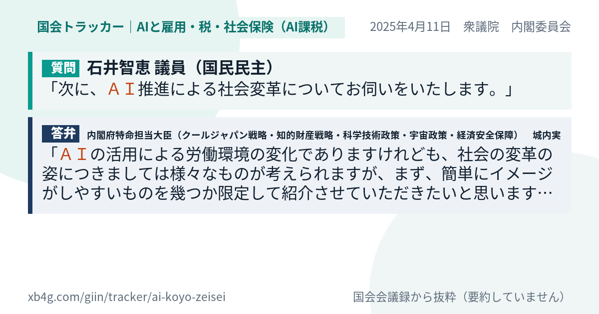 質問と答弁のカード