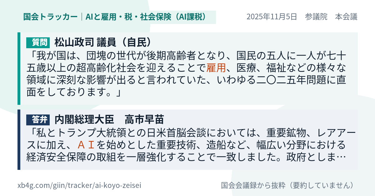 質問と答弁のカード