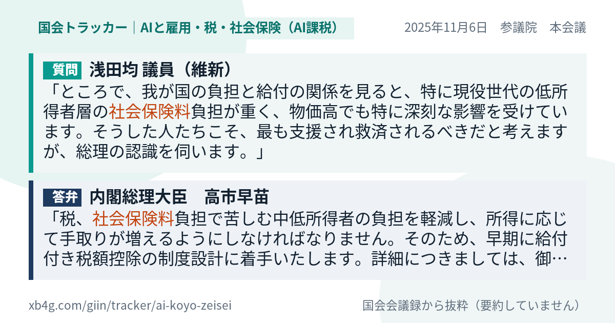 質問と答弁のカード