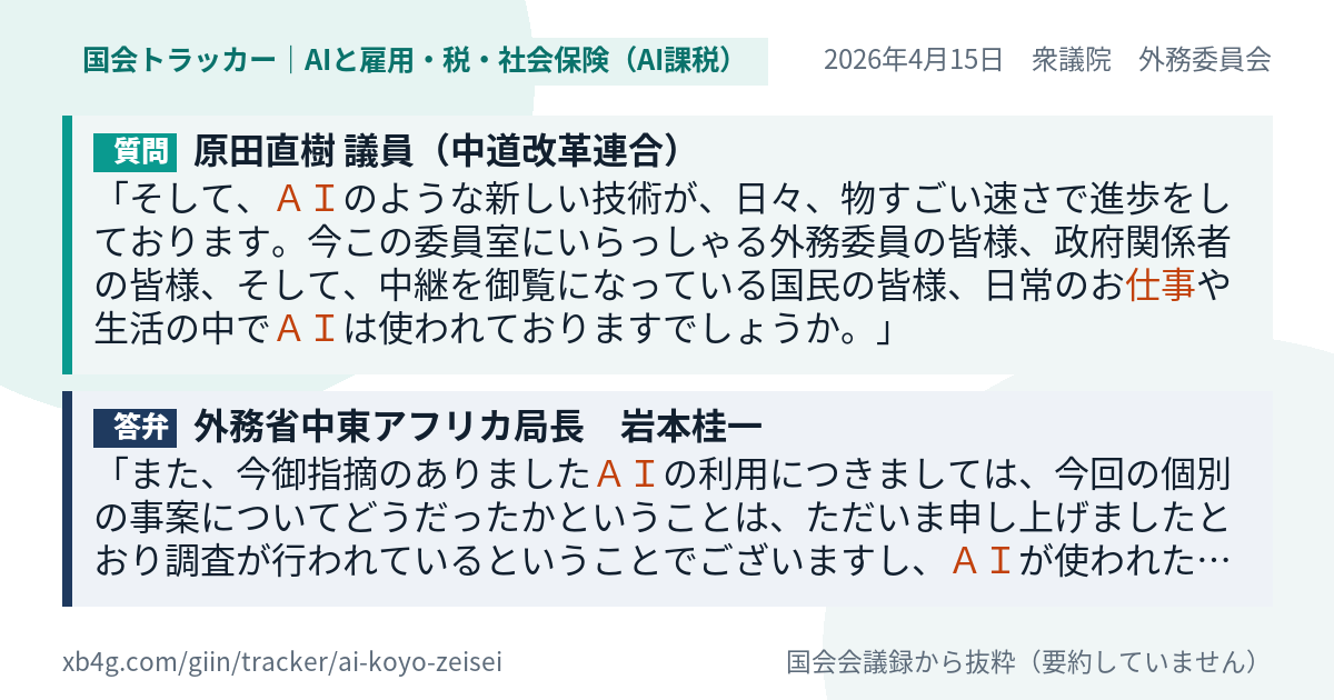 質問と答弁のカード