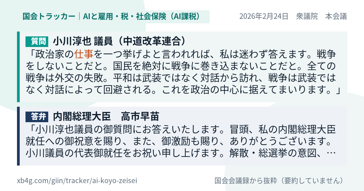 質問と答弁のカード