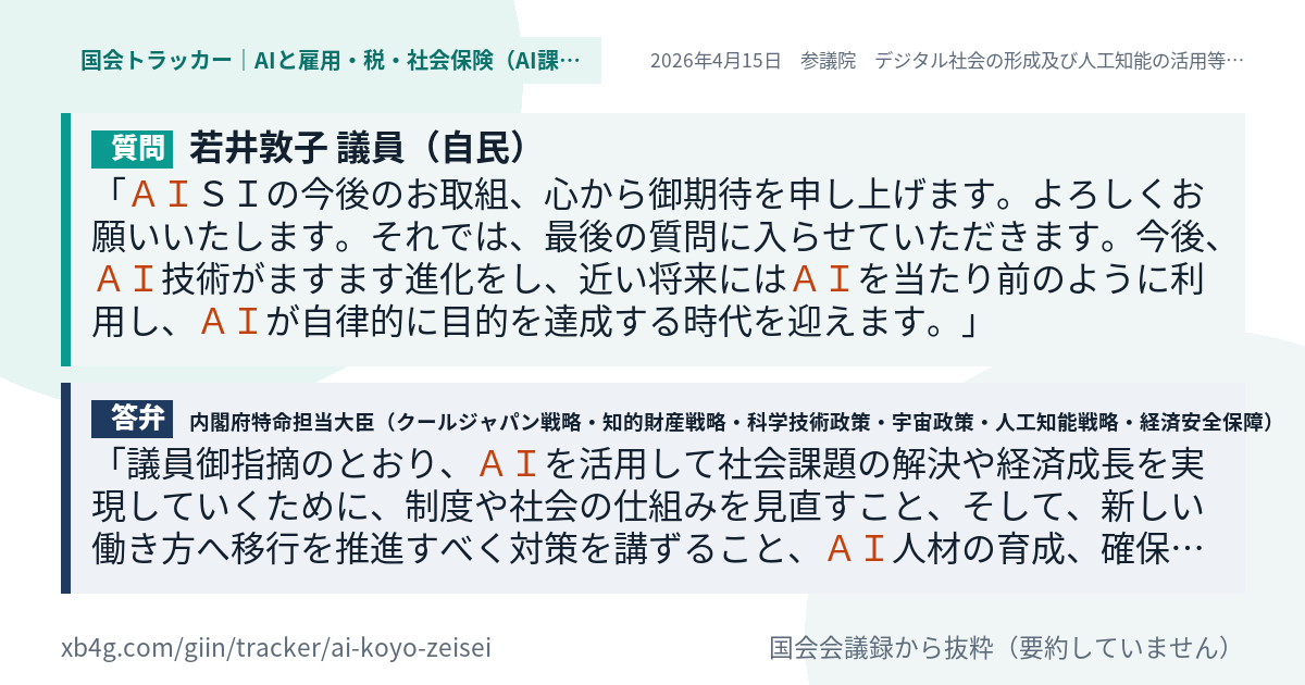 質問と答弁のカード