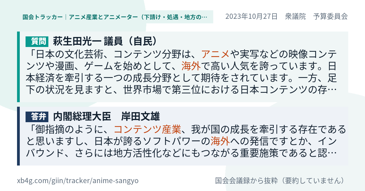 質問と答弁のカード