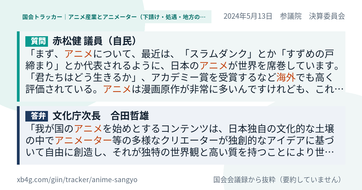 質問と答弁のカード