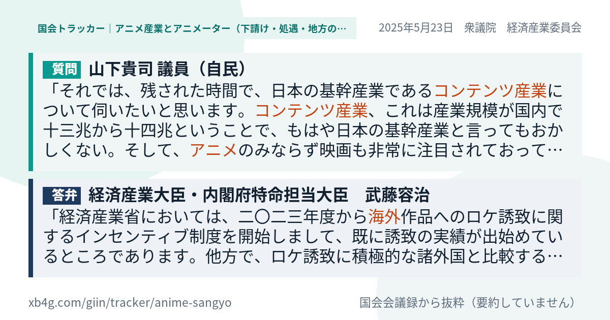 質問と答弁のカード