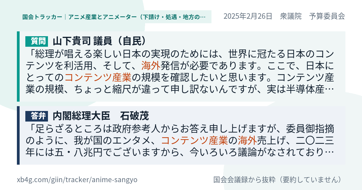 質問と答弁のカード